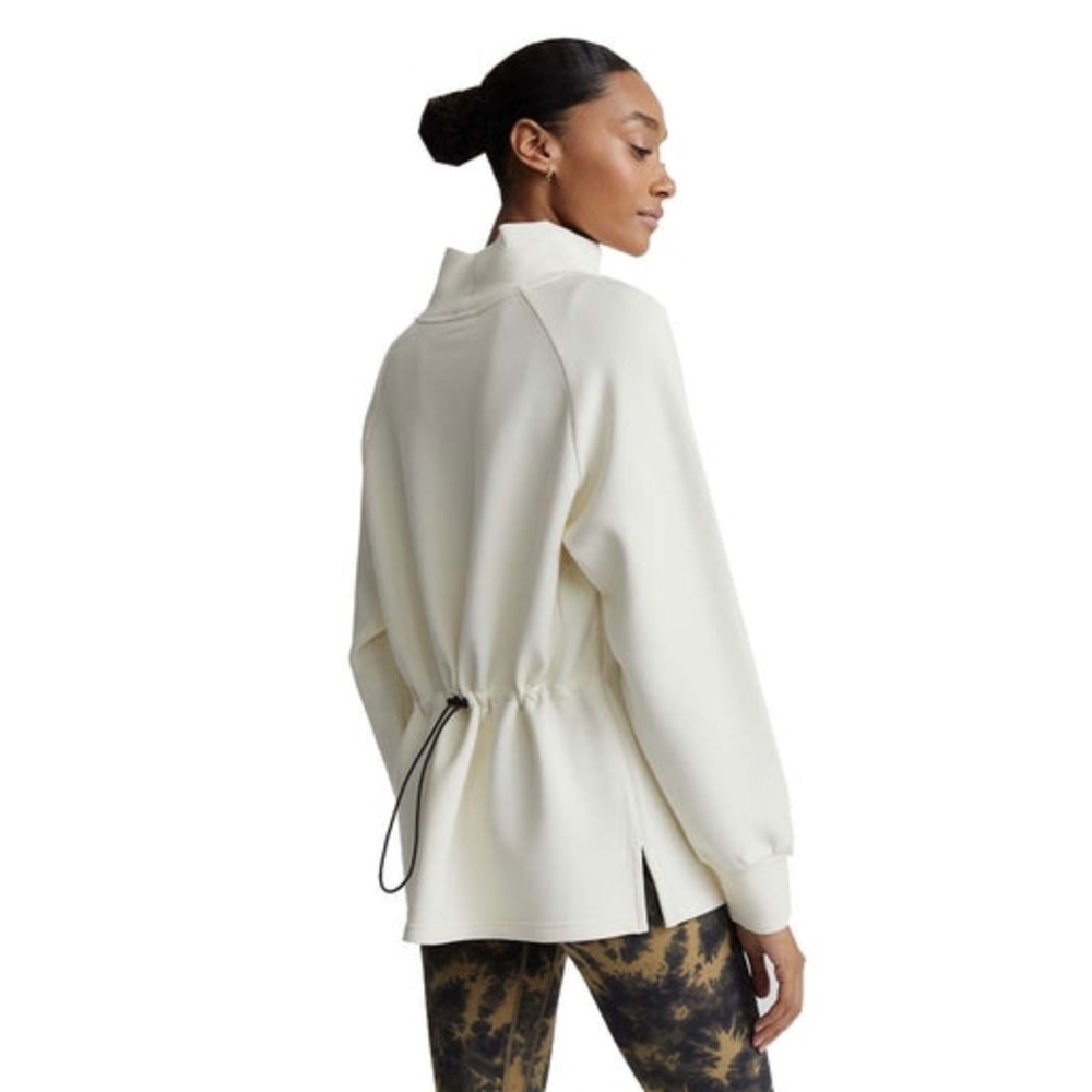 Varley Women's Arcola Sweatshirt Size S Mock Neck Athleisure Lounge Cream Preppy